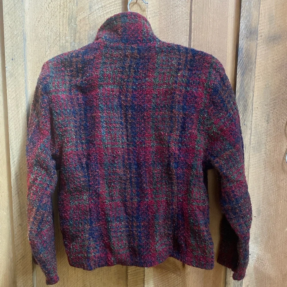 Weave of the Irish Handcrafted Wool Blend Plaid Cropped Jacket‎ Coat M Red Green